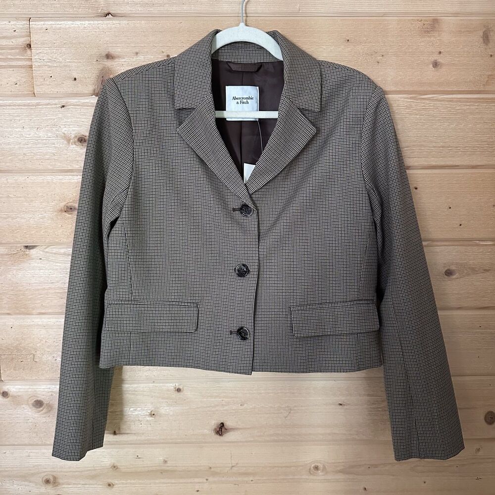 Abercrombie & Fitch Short Menswear Blazer in Brown Plaid NWT - Picture 9 of 13